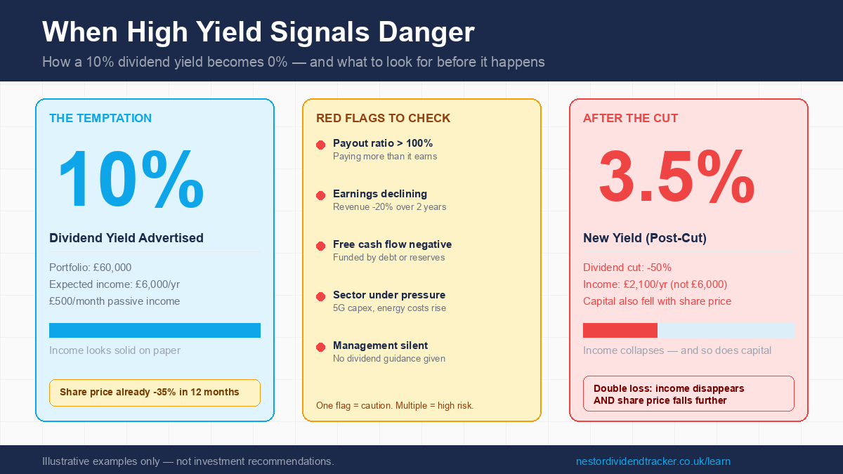 The anatomy of a dividend yield trap — how 10% becomes 0%
